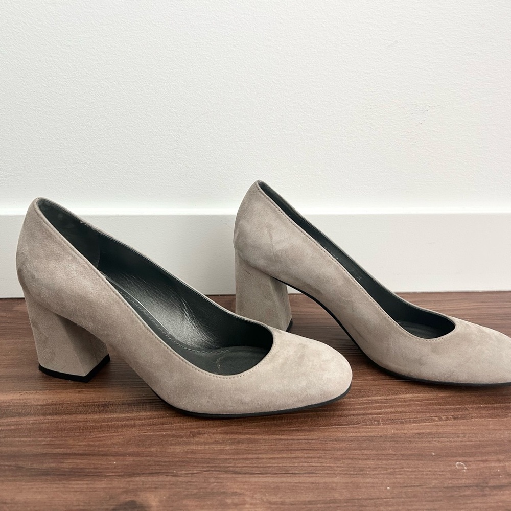 Stuart Weitzman Gray Block Heel Pumps